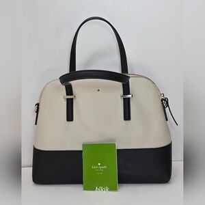 kate spade Two Tone Leather Satchel *Cream/ Black* GUC